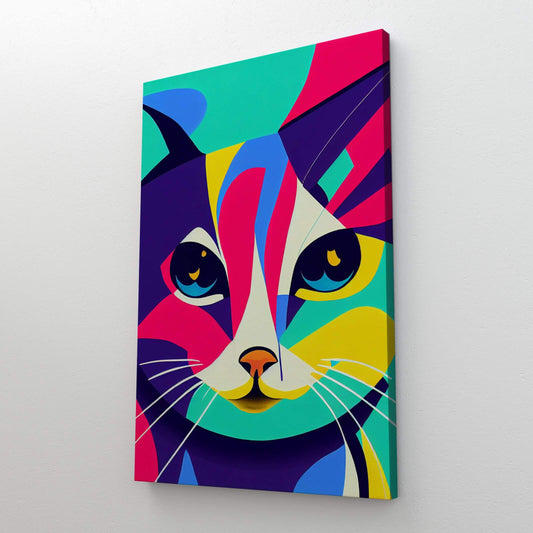 Colorful Abstract Cat Canvas Art