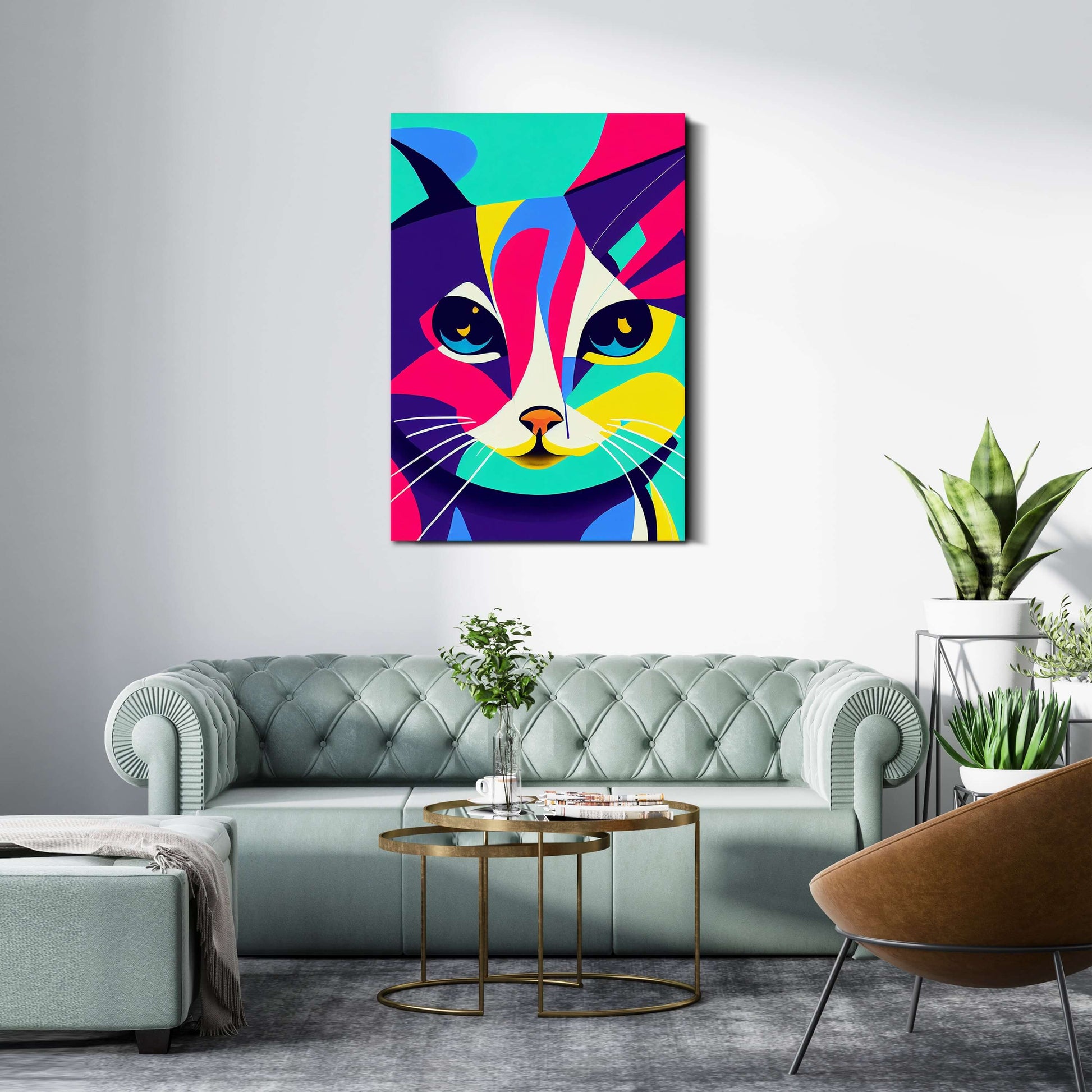 Colorful Abstract Cat Canvas Art