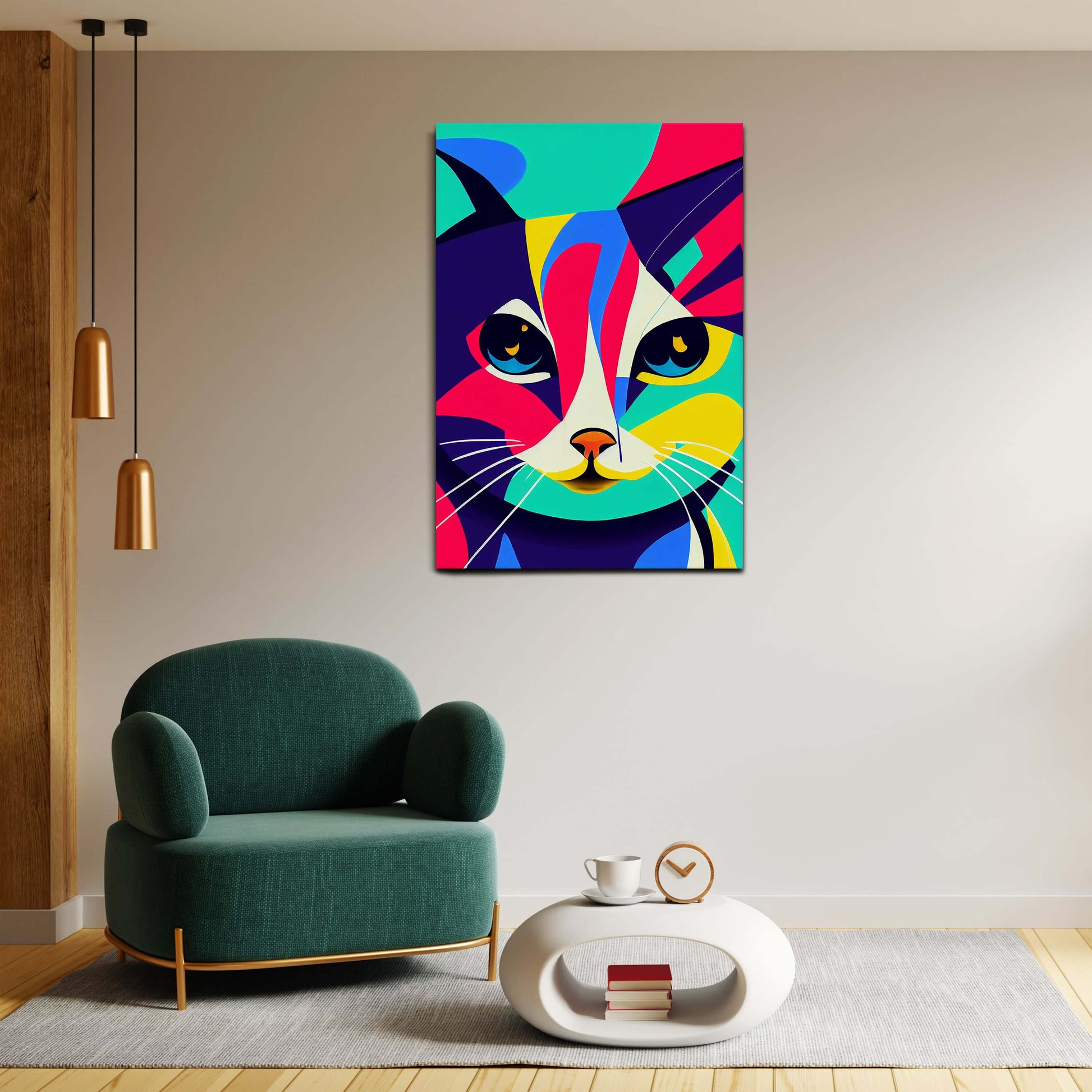Colorful Abstract Cat Canvas Art