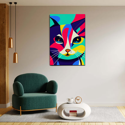 Colorful Abstract Cat Canvas Art