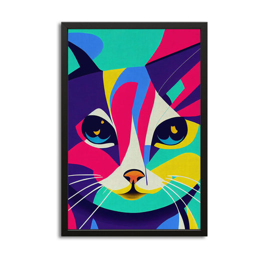Colorful Abstract Cat Canvas Art – canvas print on white background