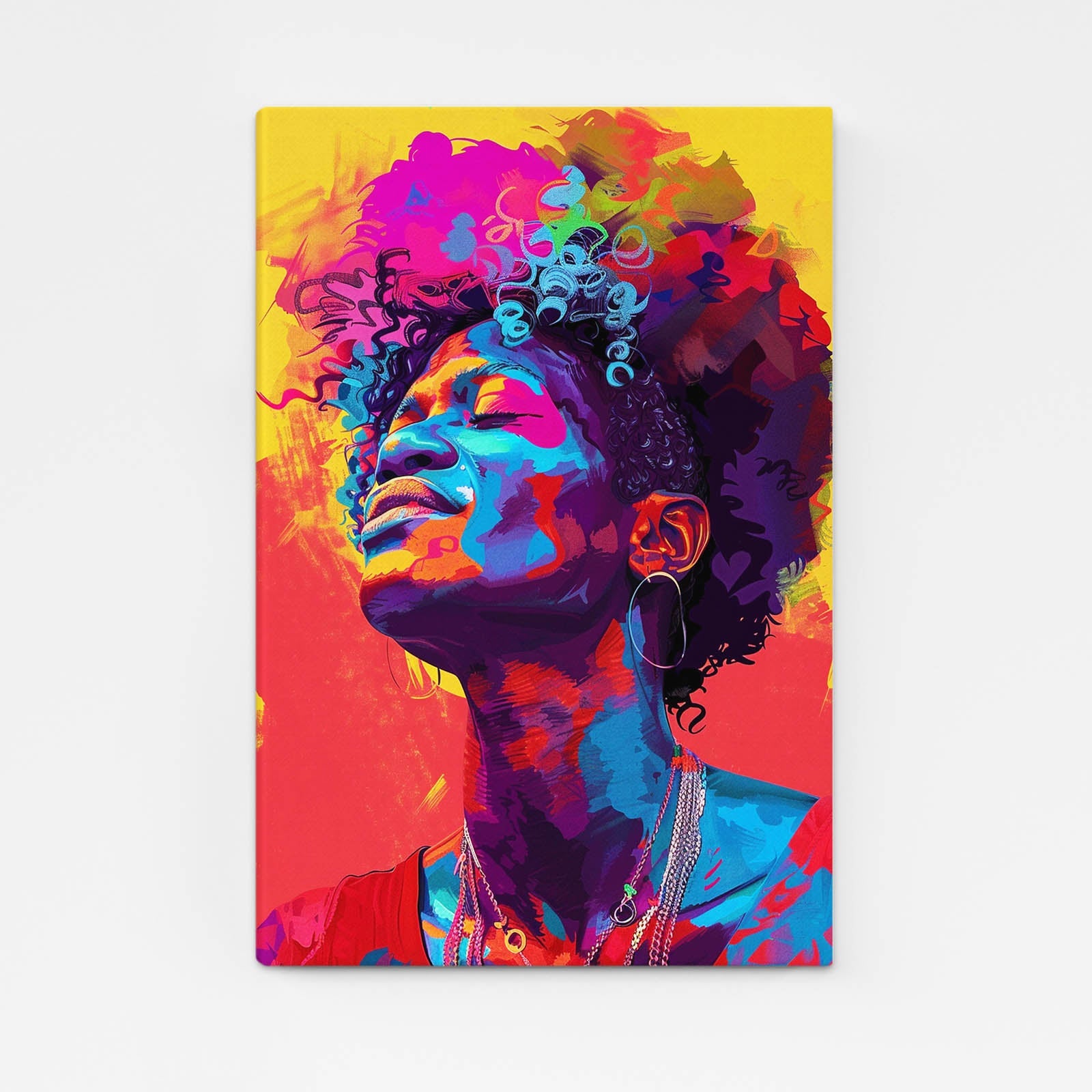 Colorful African Art — pop art canvas print in red tones