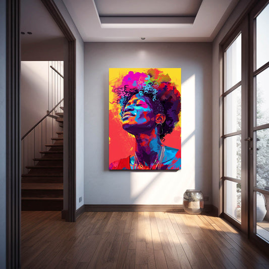 Colorful African Art — pop art canvas print in red tones, view 4