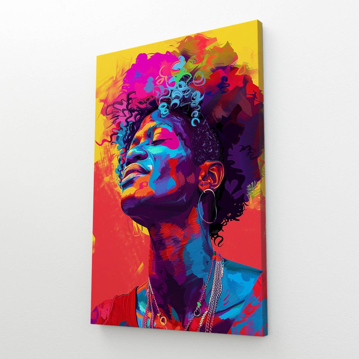 Colorful African Art — pop art canvas print in red tones, view 2