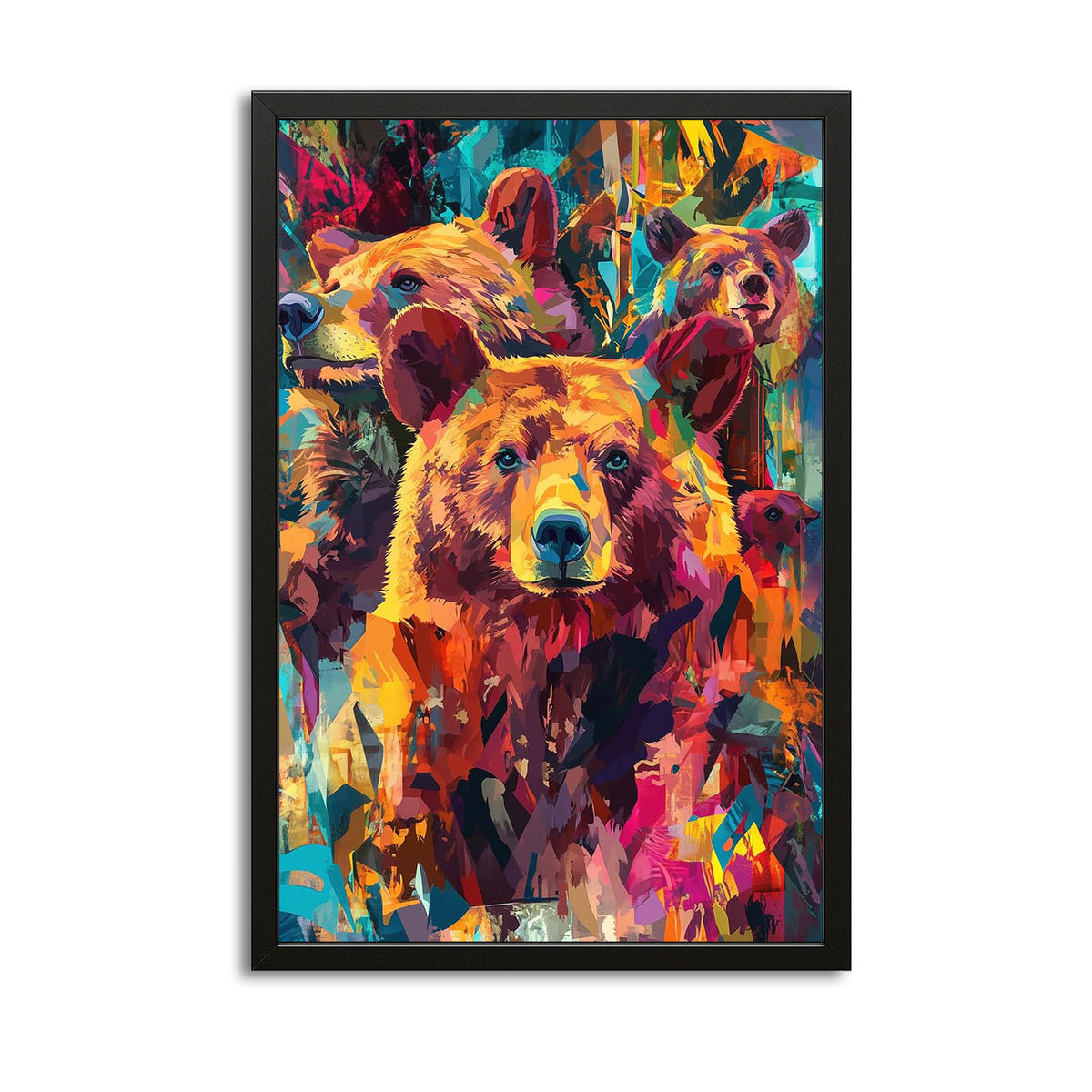 Colorful Bear Art — contemporary canvas print in orange tones, canvas print on white background