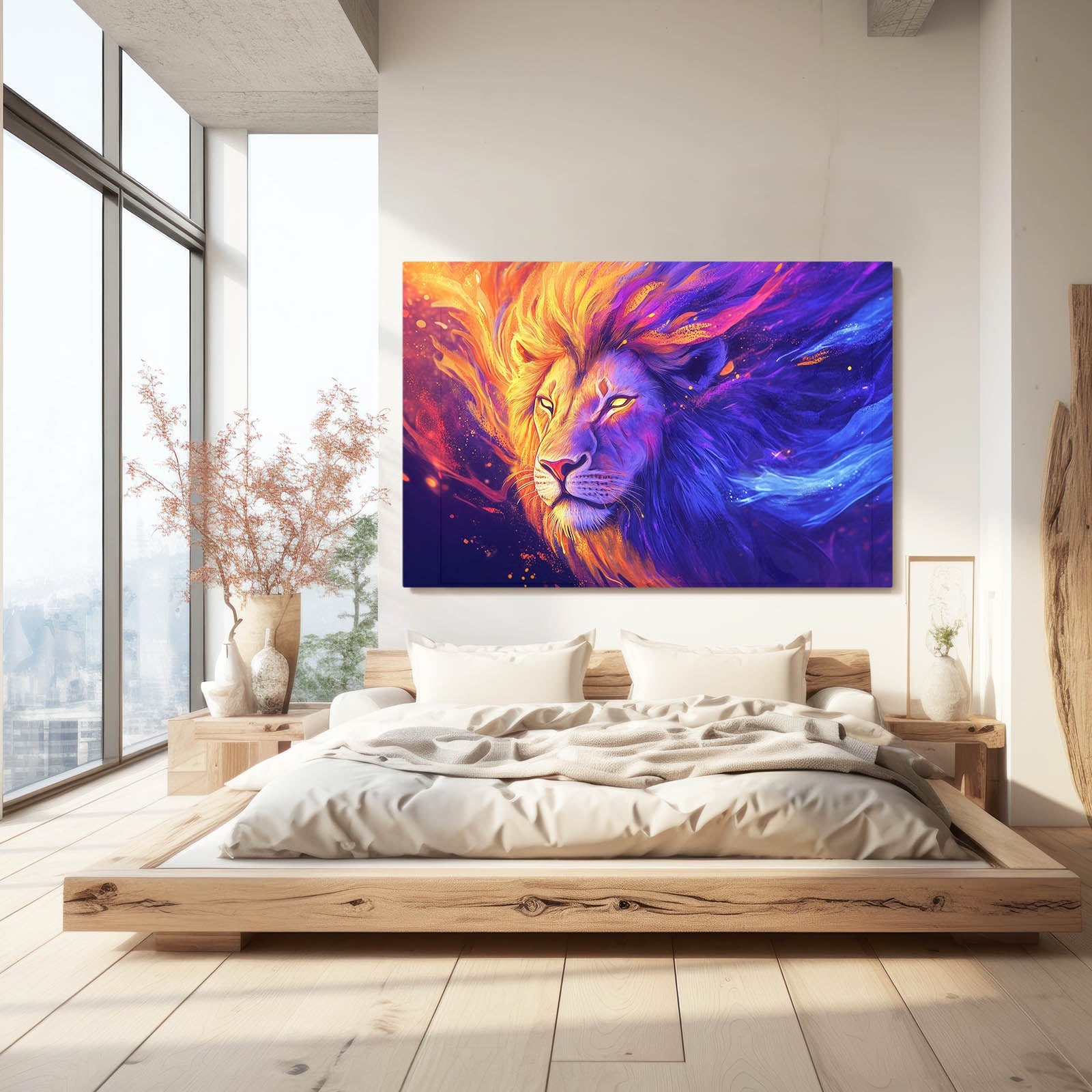 Colorful Blaze Lion Art