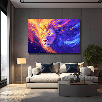 Colorful Blaze Lion Art