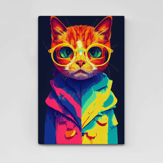 Colorful Cartoon Cat Wall Art
