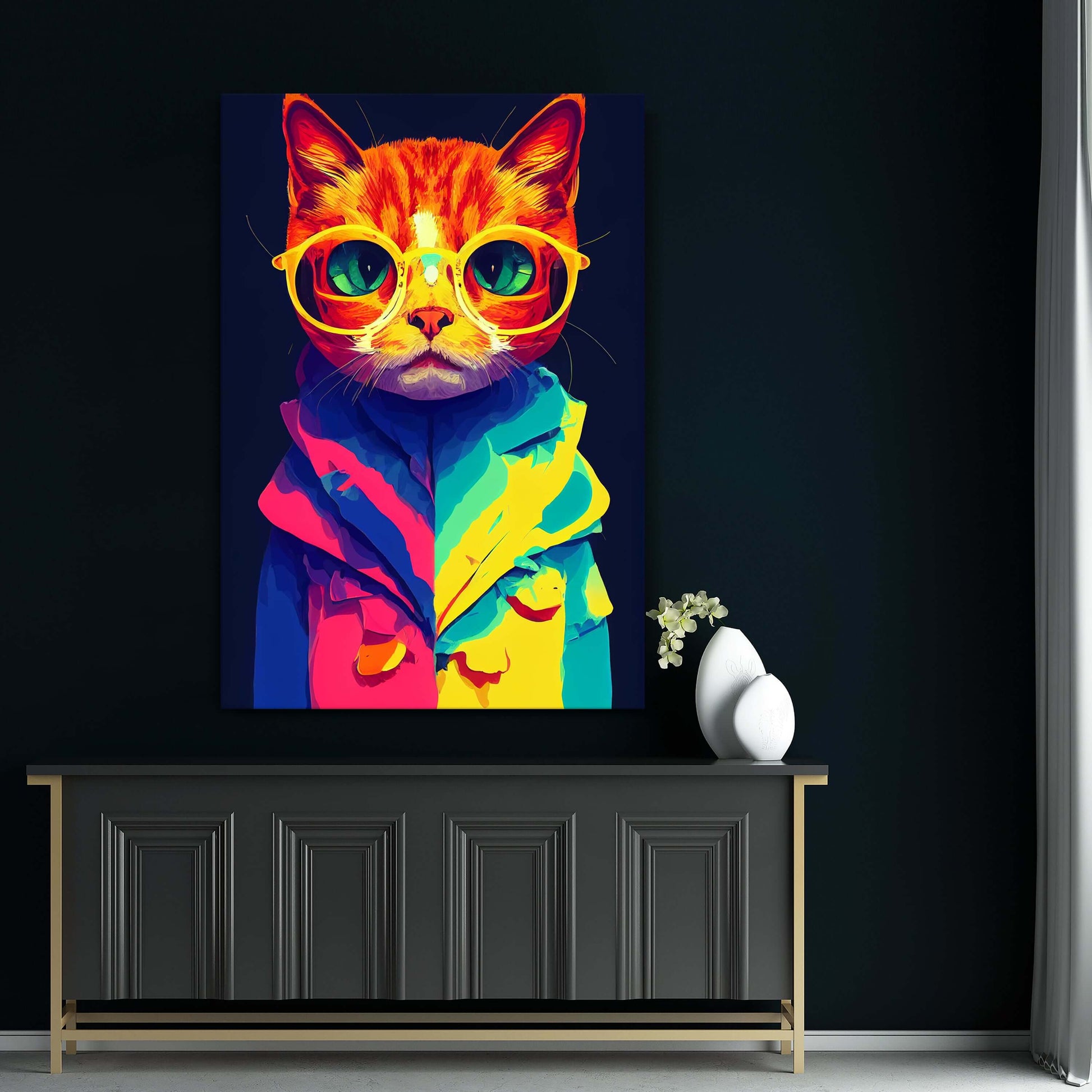 Colorful Cartoon Cat Wall Art