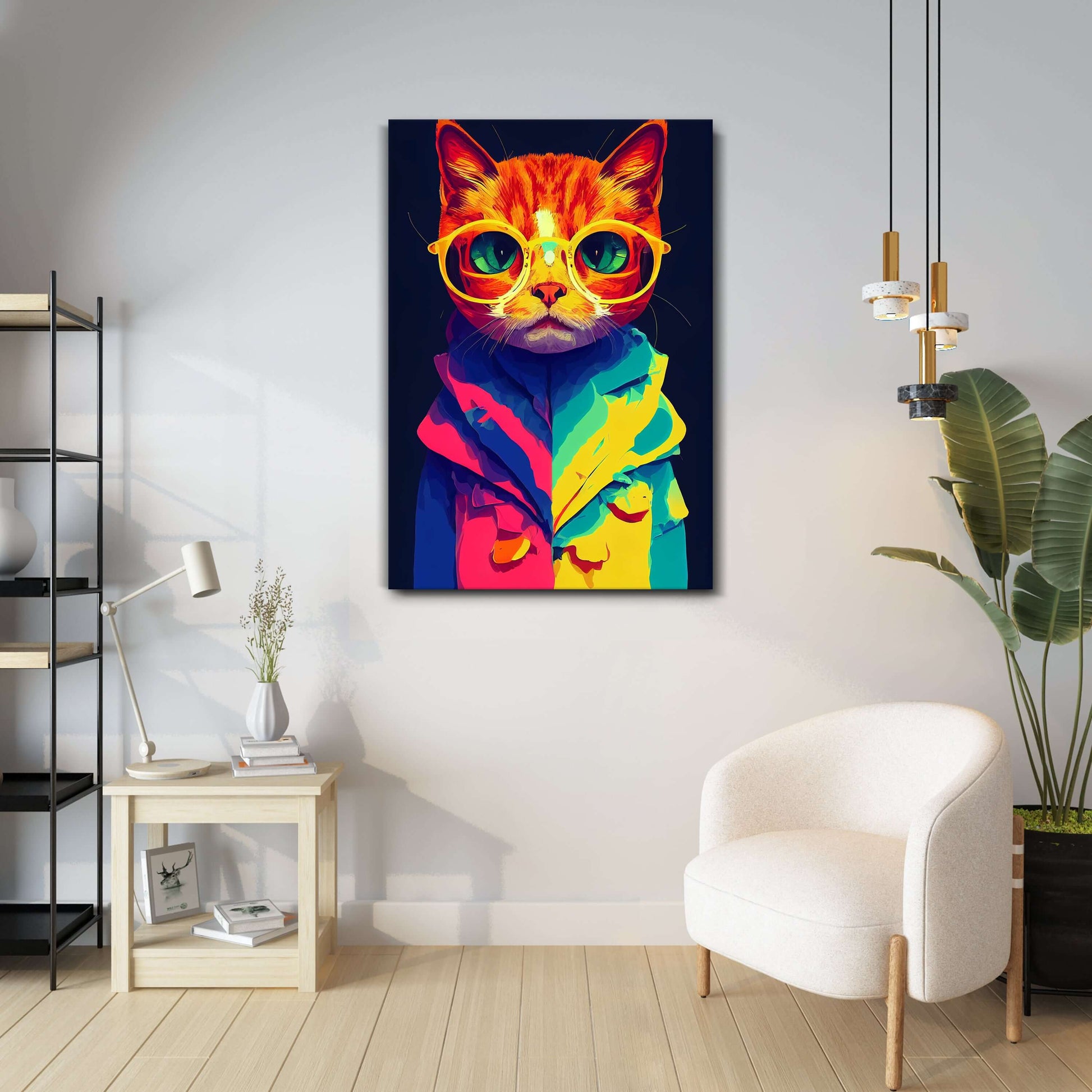Colorful Cartoon Cat Wall Art