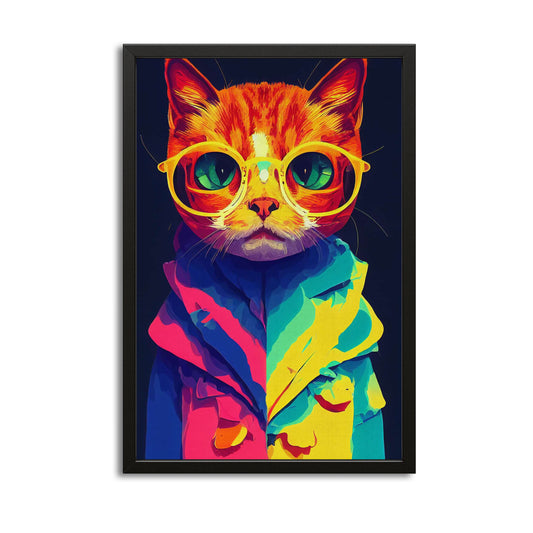 Colorful Cartoon Cat Wall Art – canvas print on white background