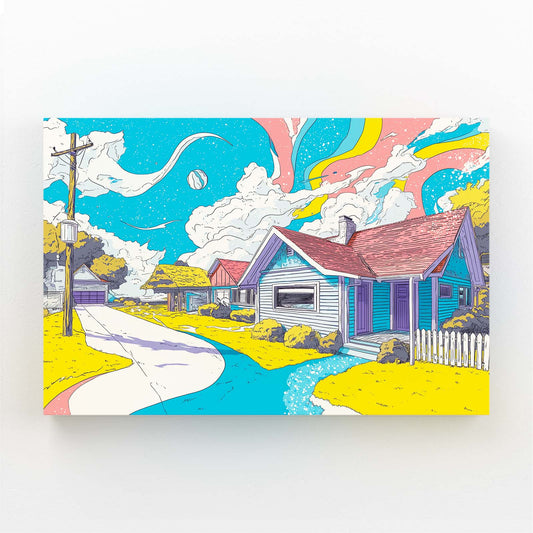 Colorful Cartoon Farm Farmhouse Art – colorful cartoon farm farmhouse canvas print