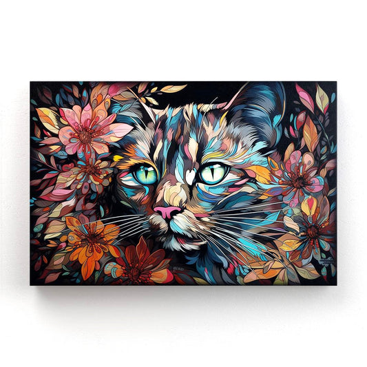 Colorful Cat Face Wall Art