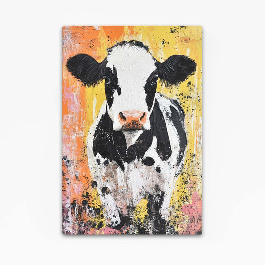Colorful Cow Canvas – angled canvas view on white background
