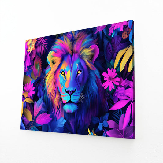 Colorful Floral Lion Wall Art