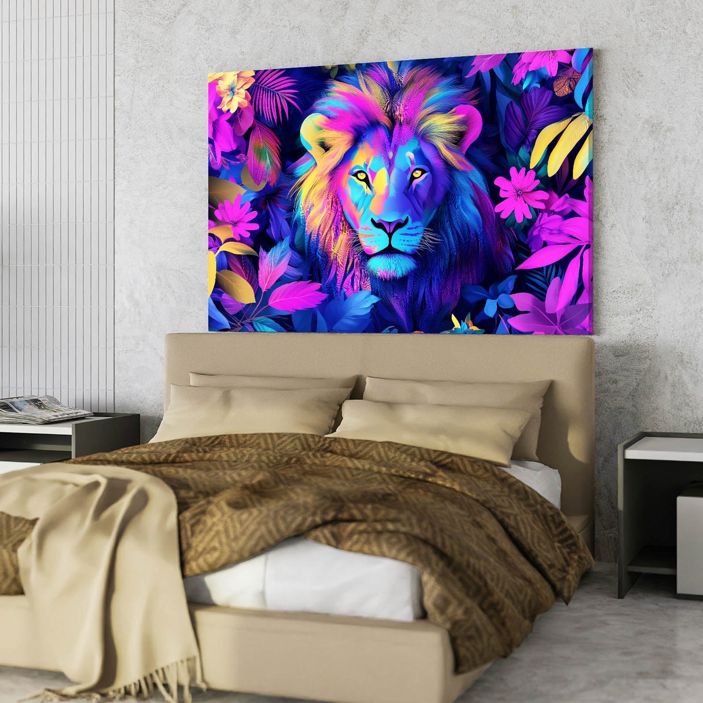 Colorful Floral Lion Wall Art