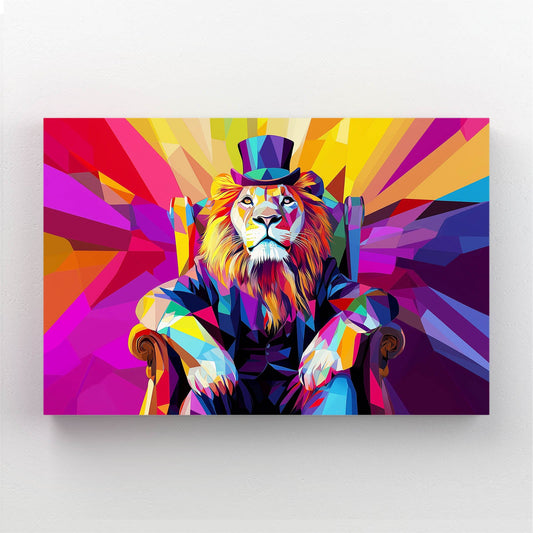 Colorful Geometric Lion Wall Art