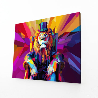 Colorful Geometric Lion Wall Art