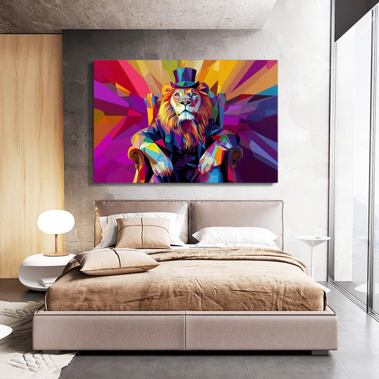Colorful Geometric Lion Wall Art