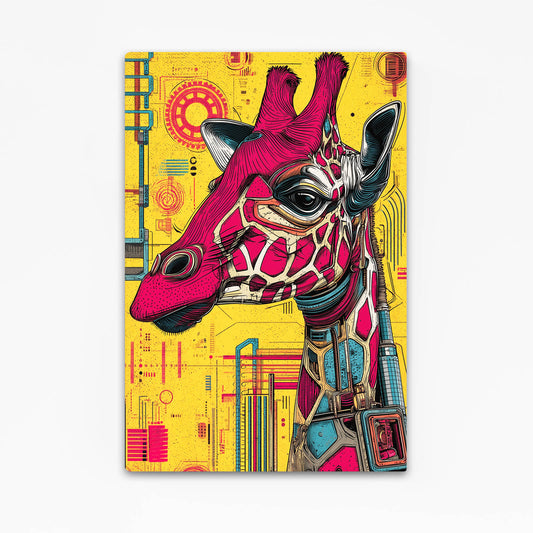 Colorful notebook with a stylized giraffe design on a yellow background