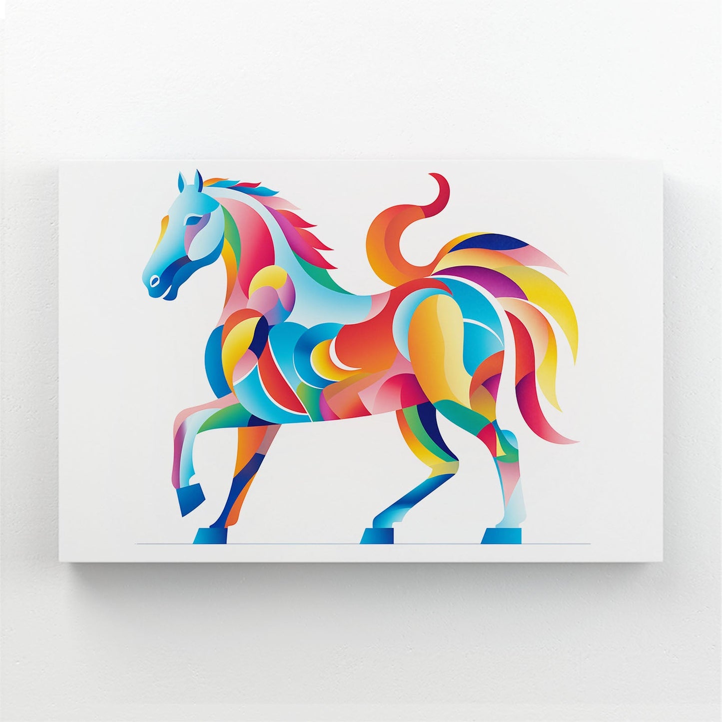 Colorful Horizontal Horse Canvas – angled canvas view on white background