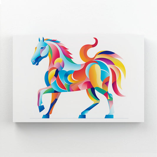 Colorful Horizontal Horse Canvas – angled canvas view on white background