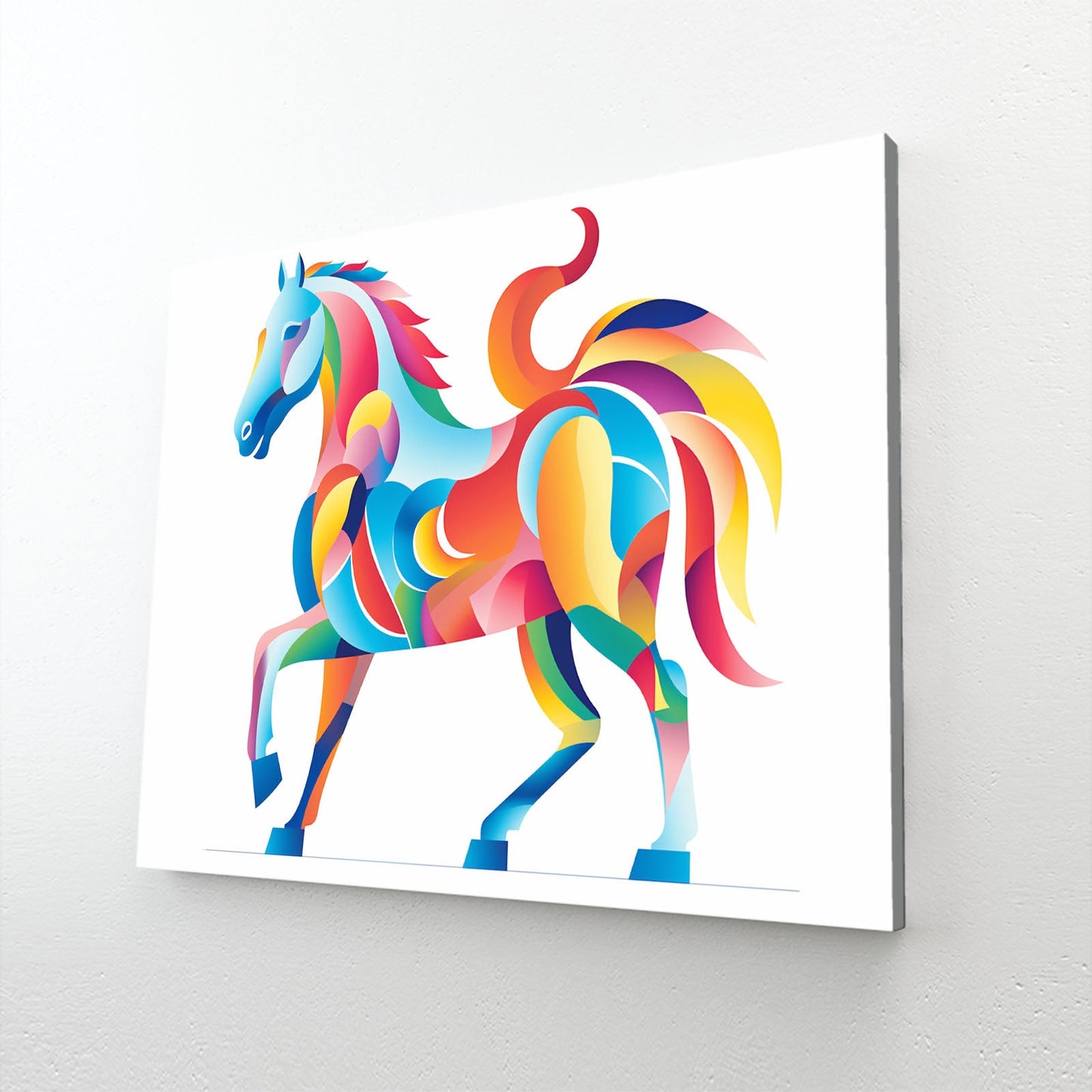 Colorful Horizontal Horse Canvas – angled canvas view on white background