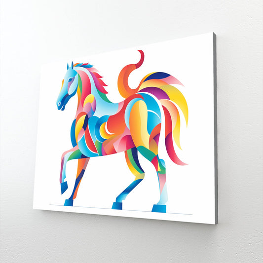Colorful Horizontal Horse Canvas – angled canvas view on white background