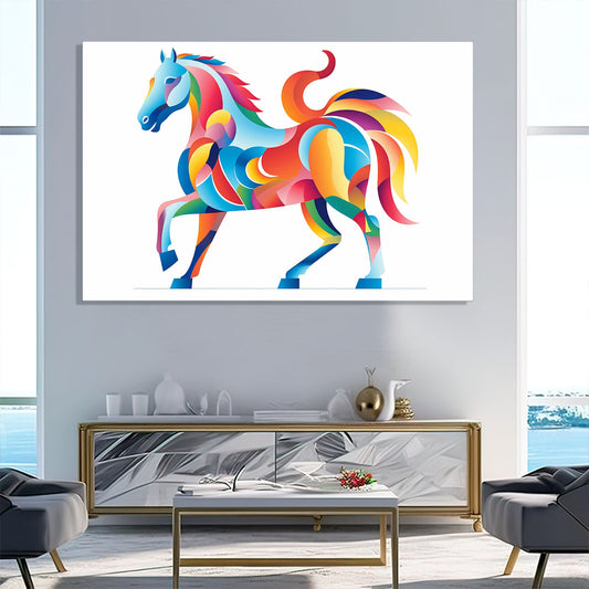 Colorful Horizontal Horse Canvas – angled canvas view on white background