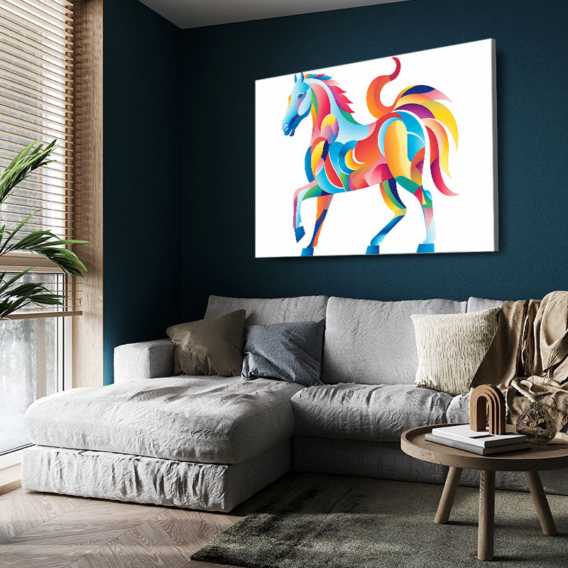 Colorful Horizontal Horse Canvas – angled canvas view on white background