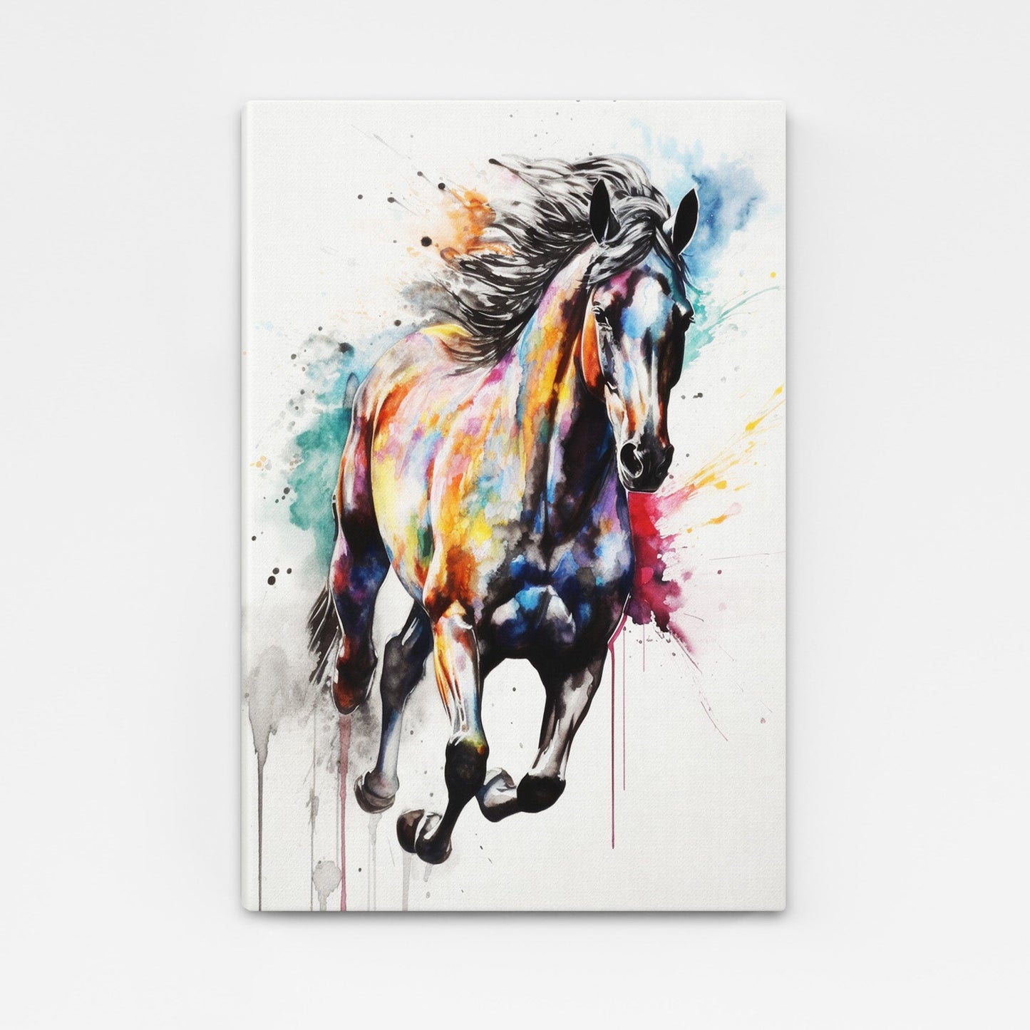 Colorful Horse Canvas Art – angled canvas view on white background