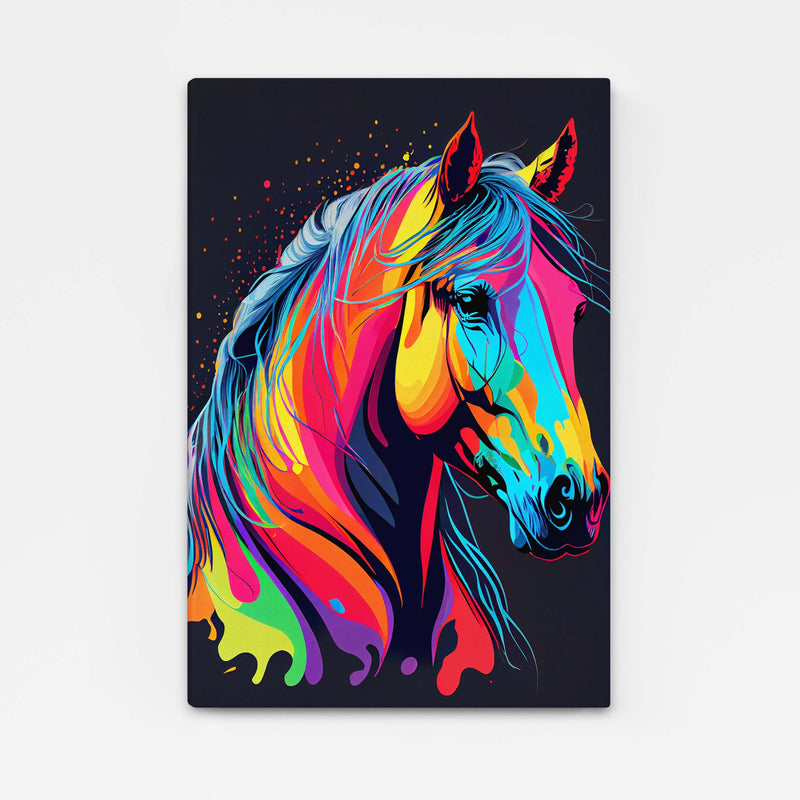 Colorful Horse Wall Art – angled canvas view on white background
