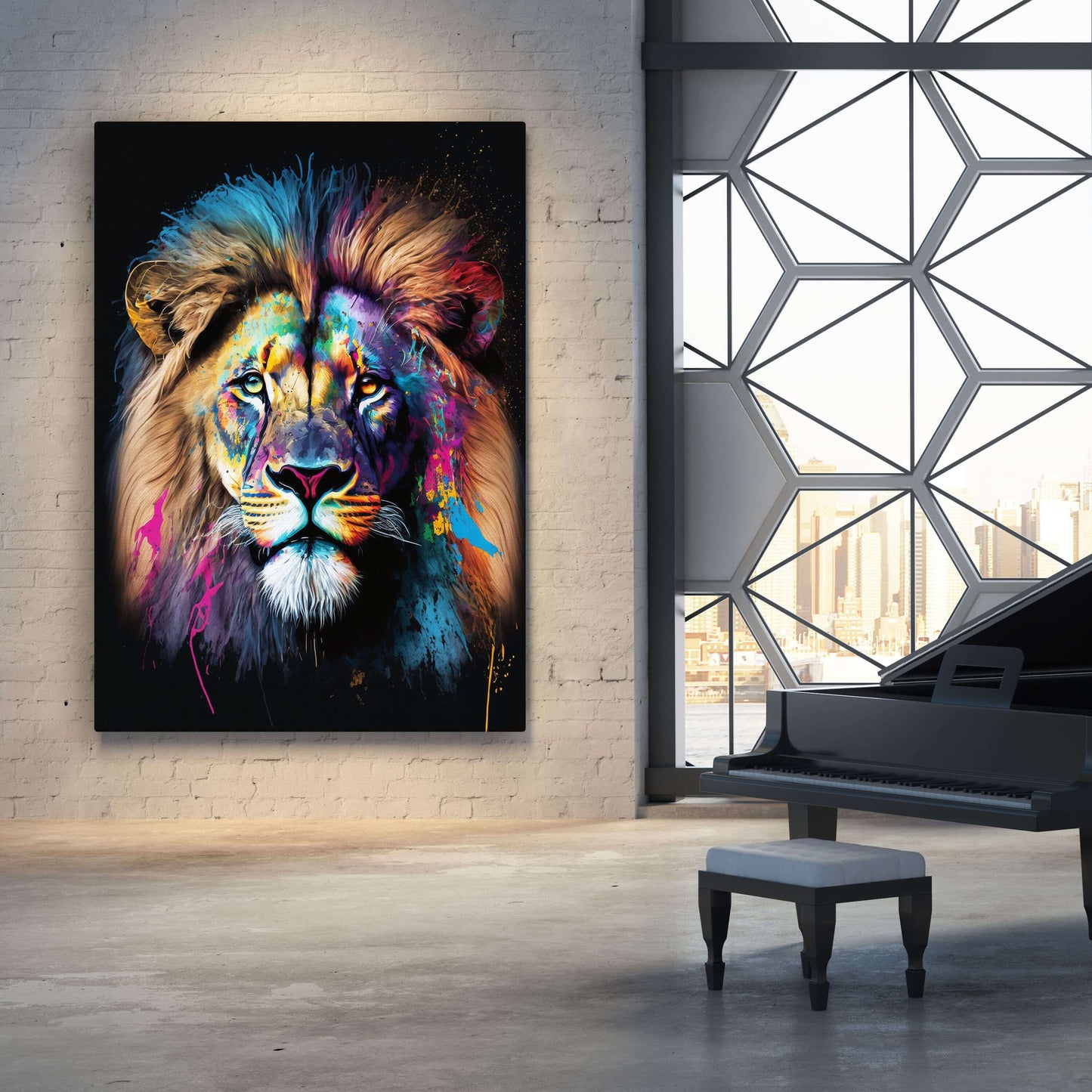 Colorful Lion Canvas Painting