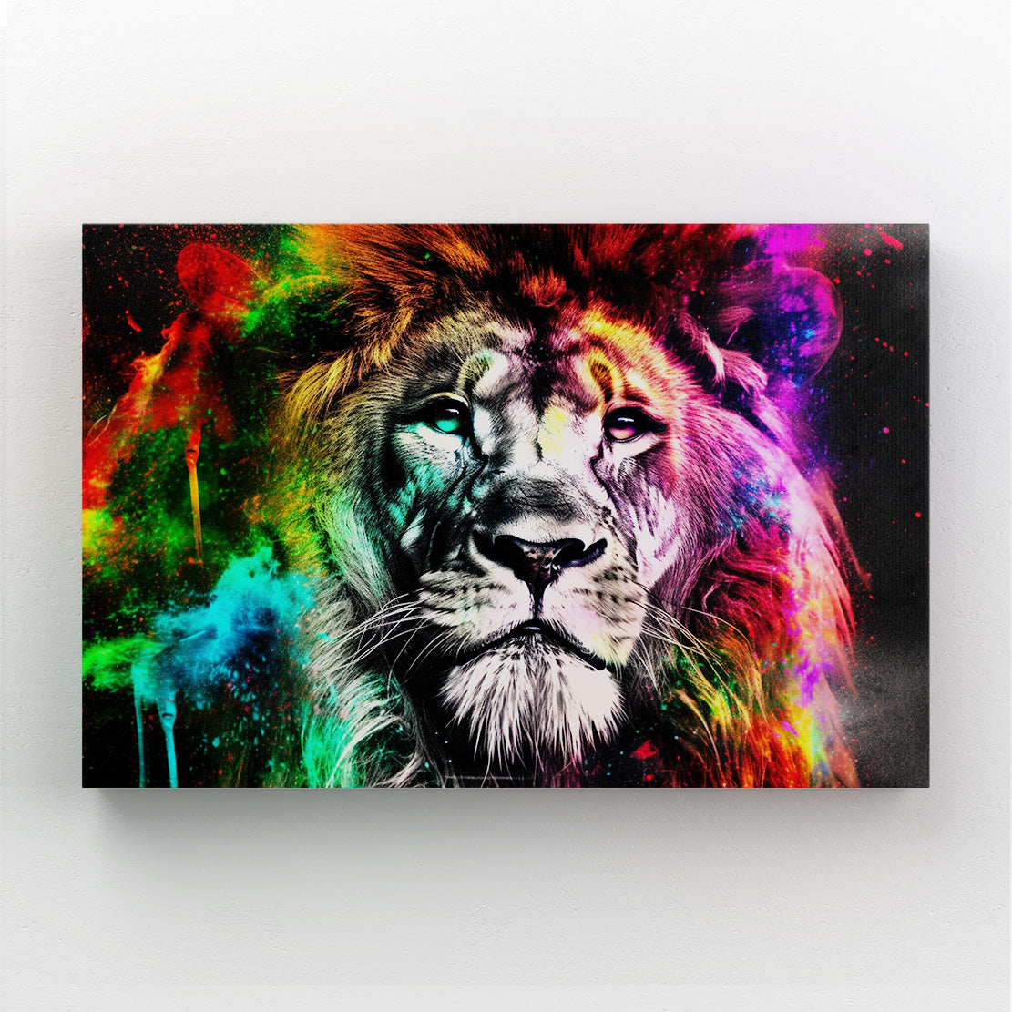 Colorful Lion Painting On Canvas