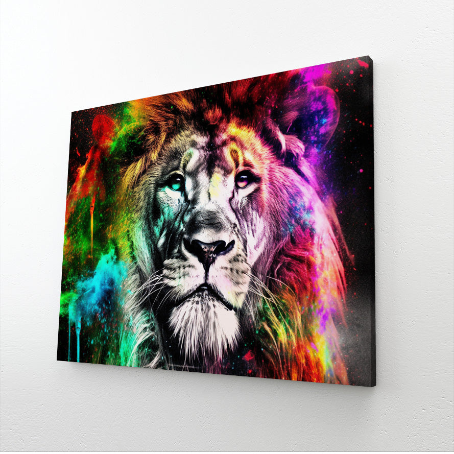 Colorful Lion Painting On Canvas