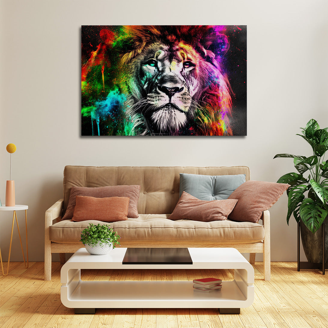 Colorful Lion Painting On Canvas