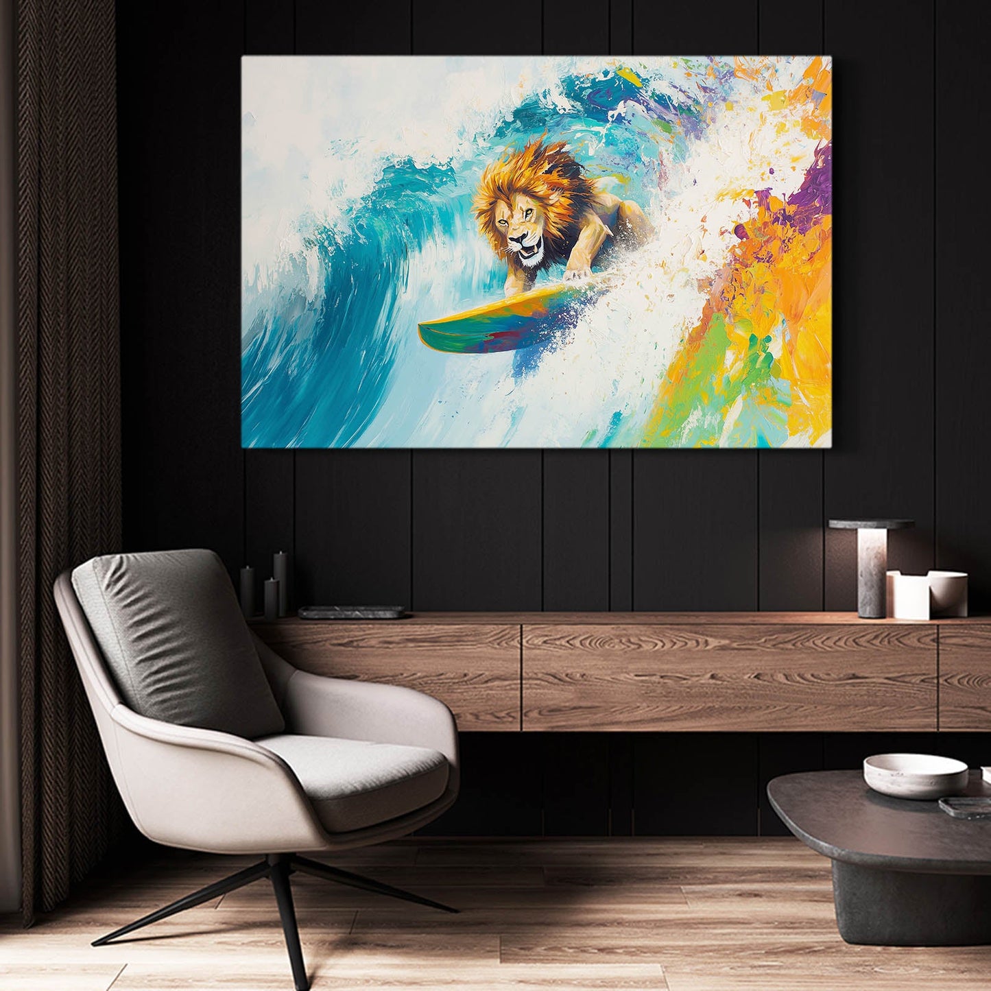 Colorful Lion Wave Art