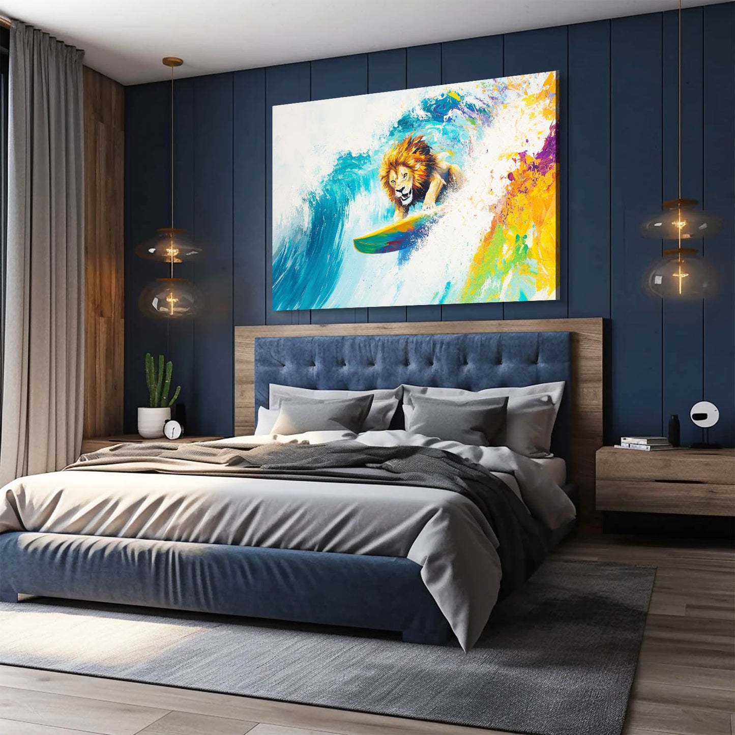 Colorful Lion Wave Art
