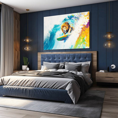 Colorful Lion Wave Art