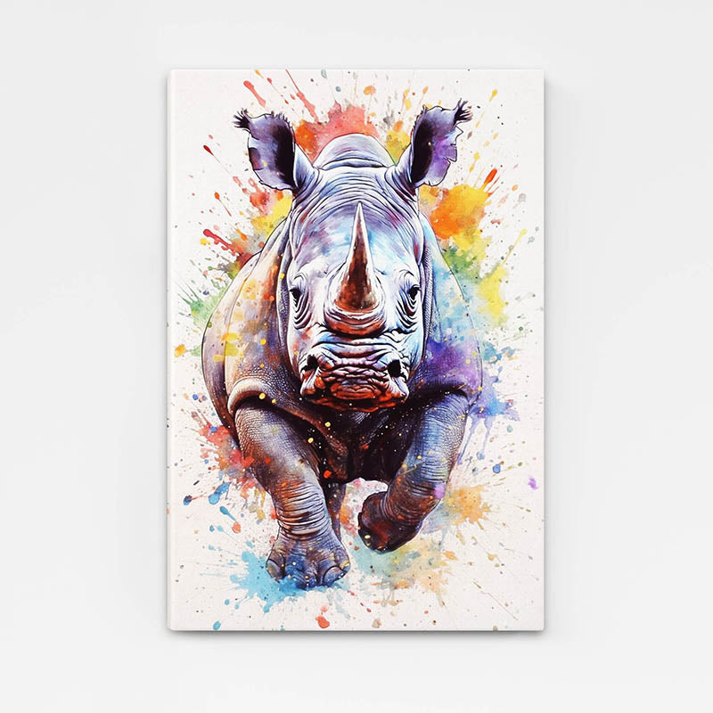 Colorful Rhinoceros Wall Art