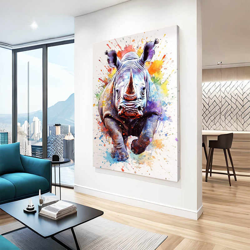 Colorful Rhinoceros Wall Art
