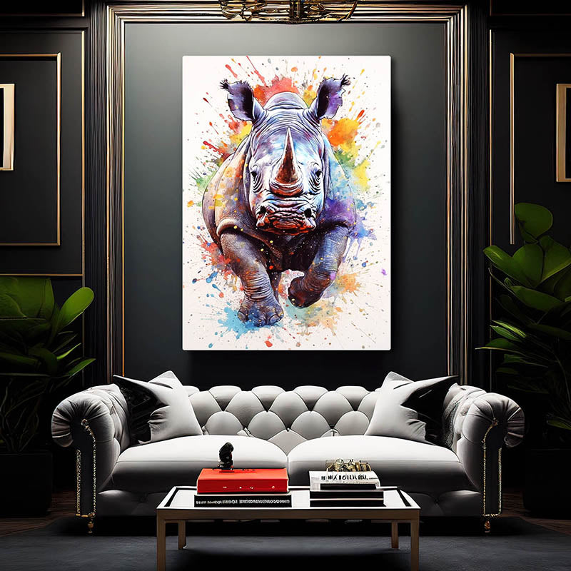 Colorful Rhinoceros Wall Art