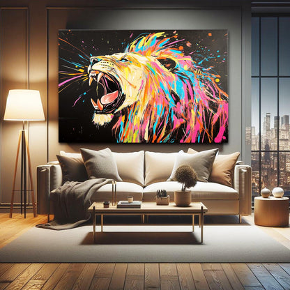 Colorful Roaring Lion Artwork