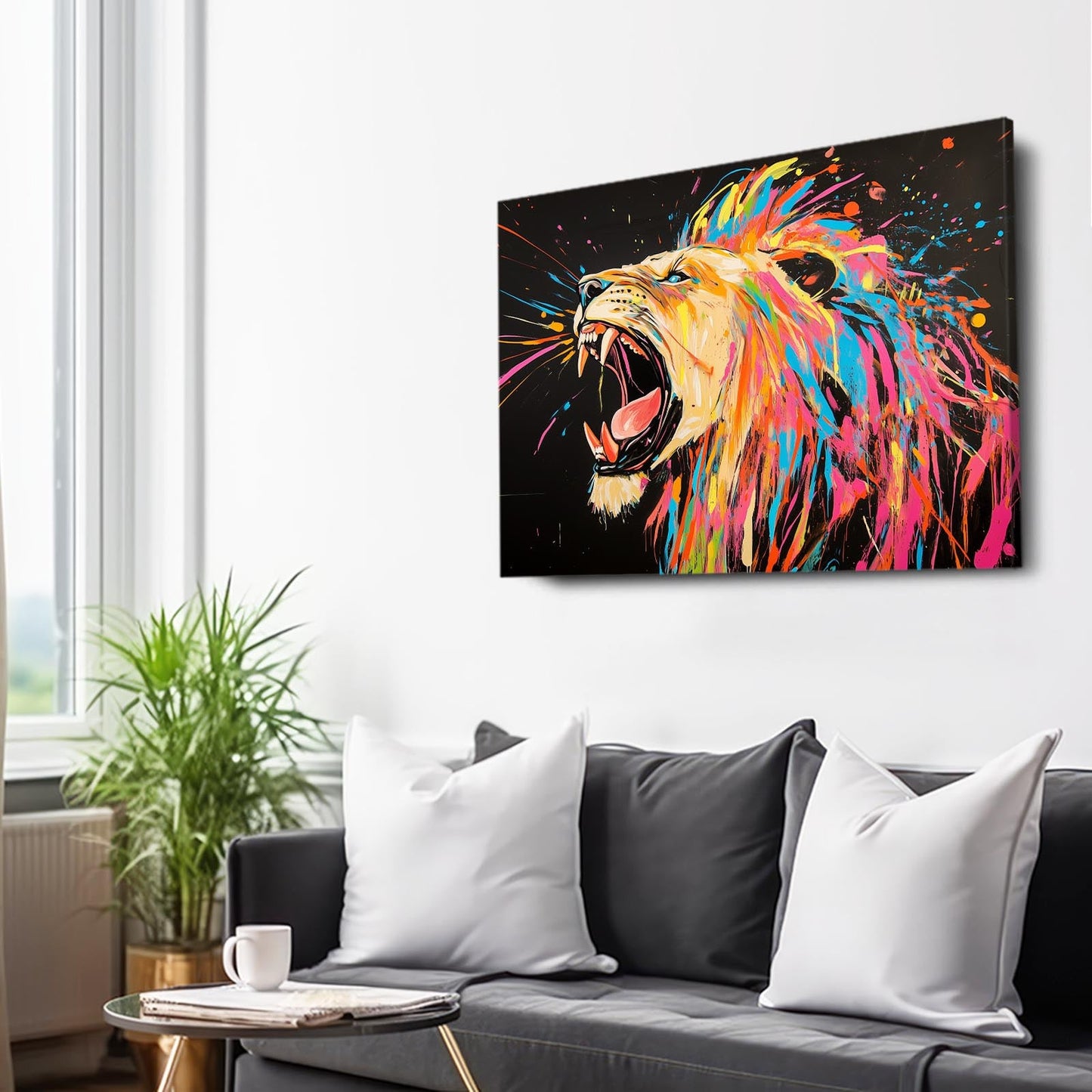 Colorful Roaring Lion Artwork