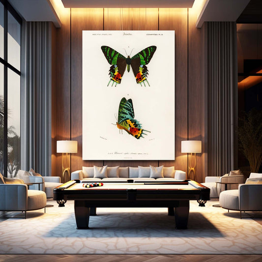 Colorful Scientific Butterfly Wall Art — botanical canvas print in white tones, view 3