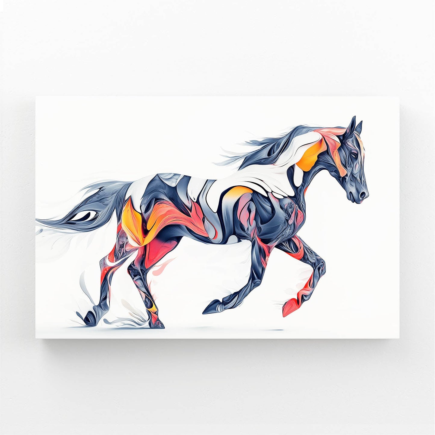 Colorful Serene Horse Prints – angled canvas view on white background