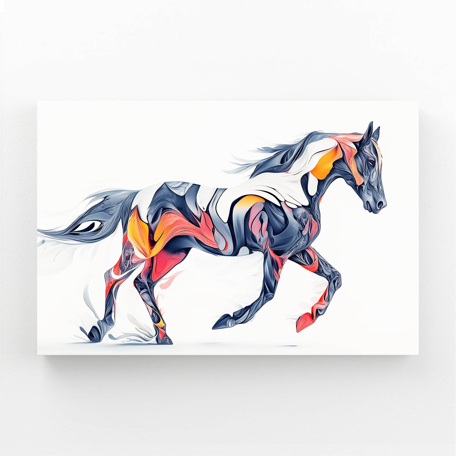 Colorful Serene Horse Prints – angled canvas view on white background
