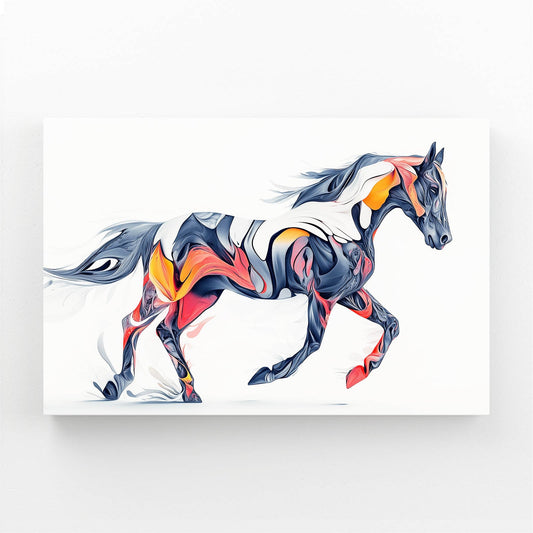 Colorful Serene Horse Prints – angled canvas view on white background