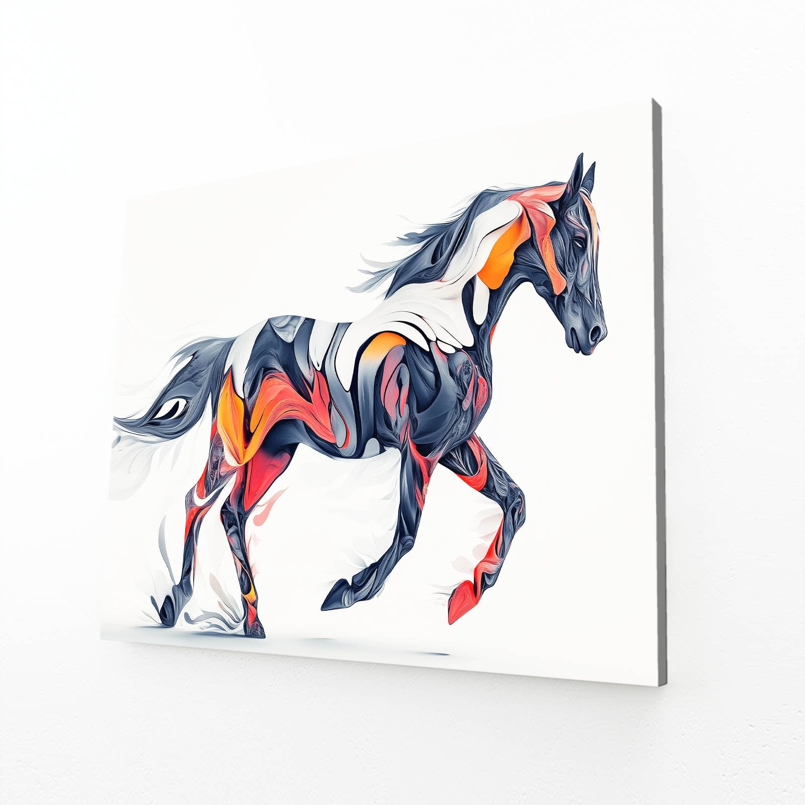 Colorful Serene Horse Prints – angled canvas view on white background