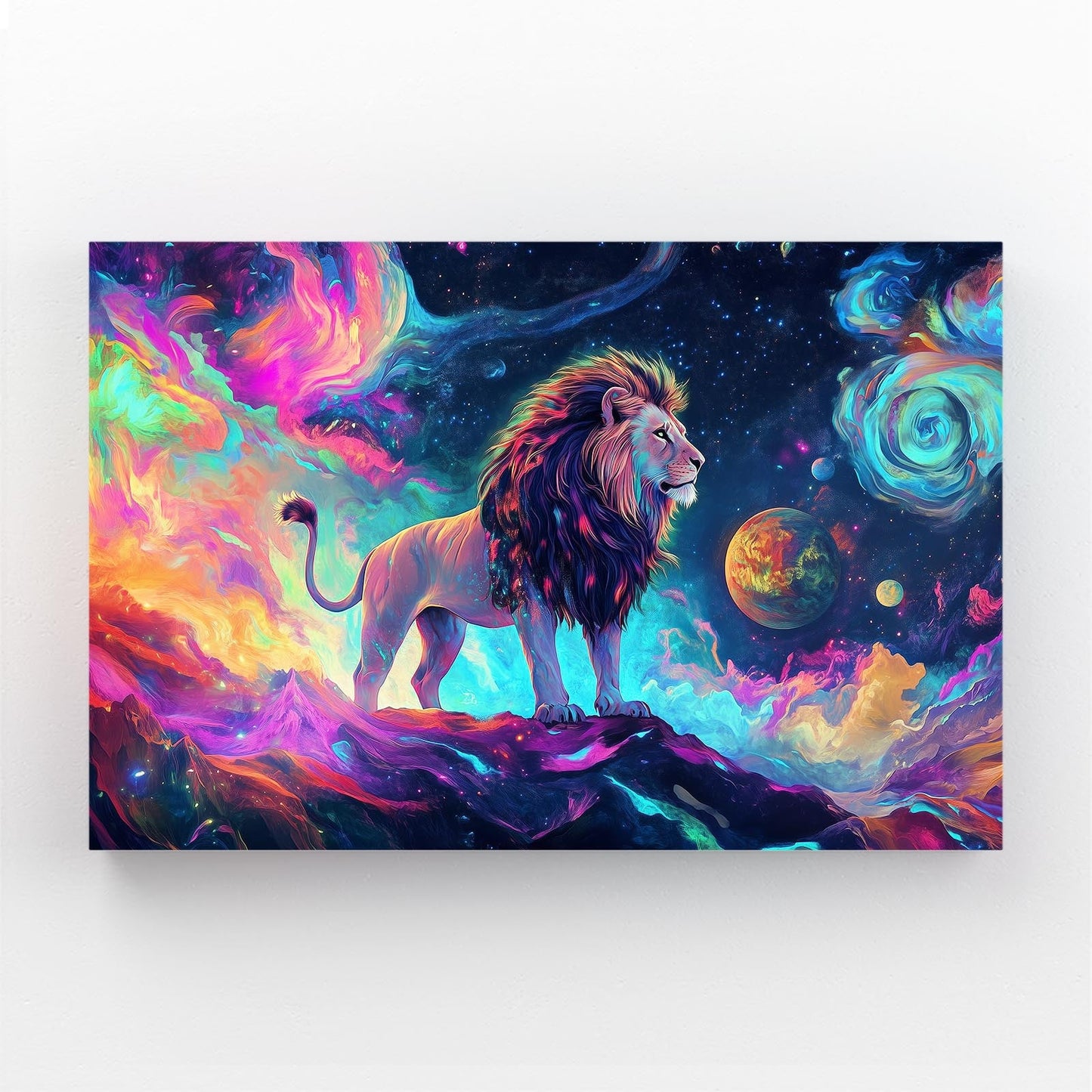 Colorful Space Lion Wall Art